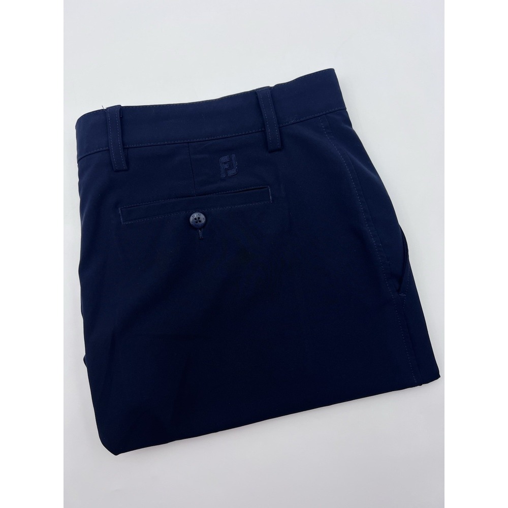 FJ Foot Joy Golf Shorts Size 38 Flat Front Navy Blue Performance Chino Mens Read